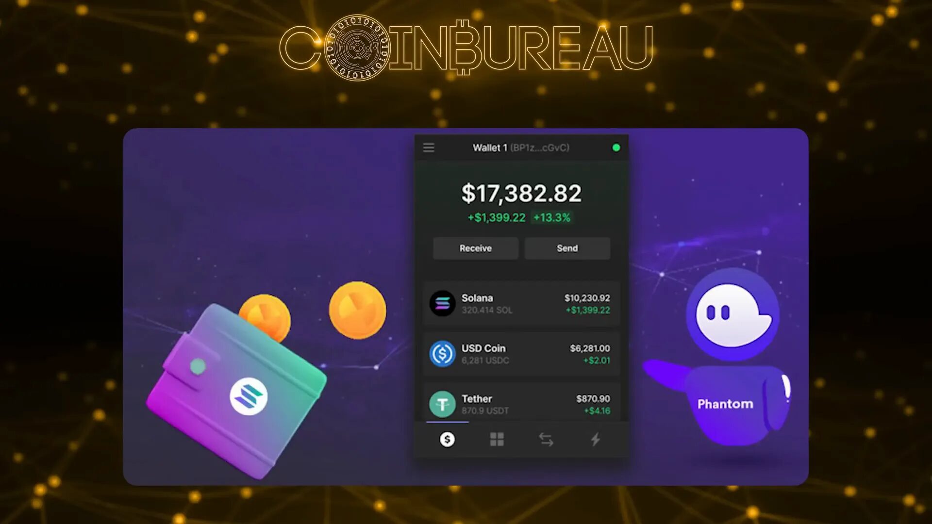 Phantom wallet interface with token swap
