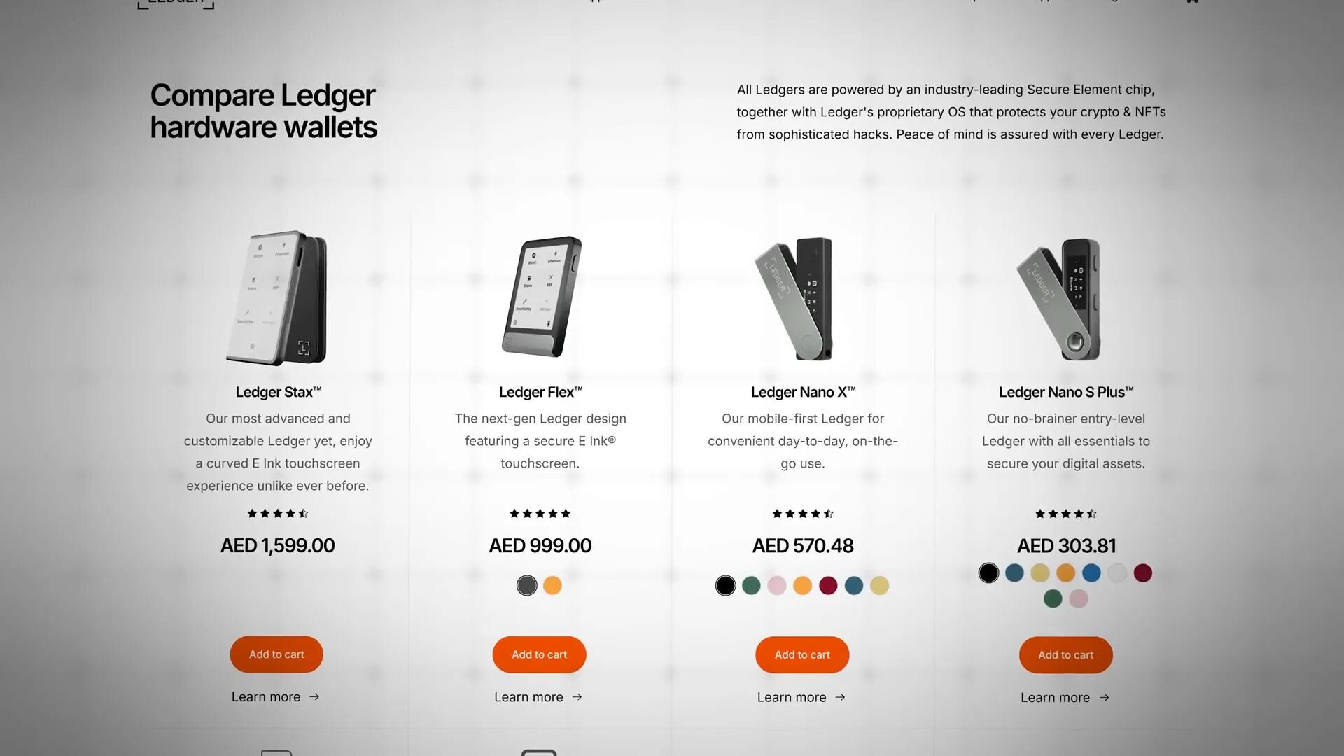 Ledger hardware wallets lineup