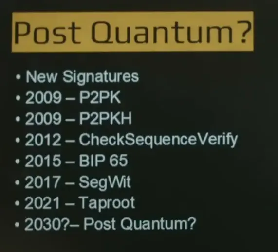 Bitcoin's evolution and post-quantum cryptography