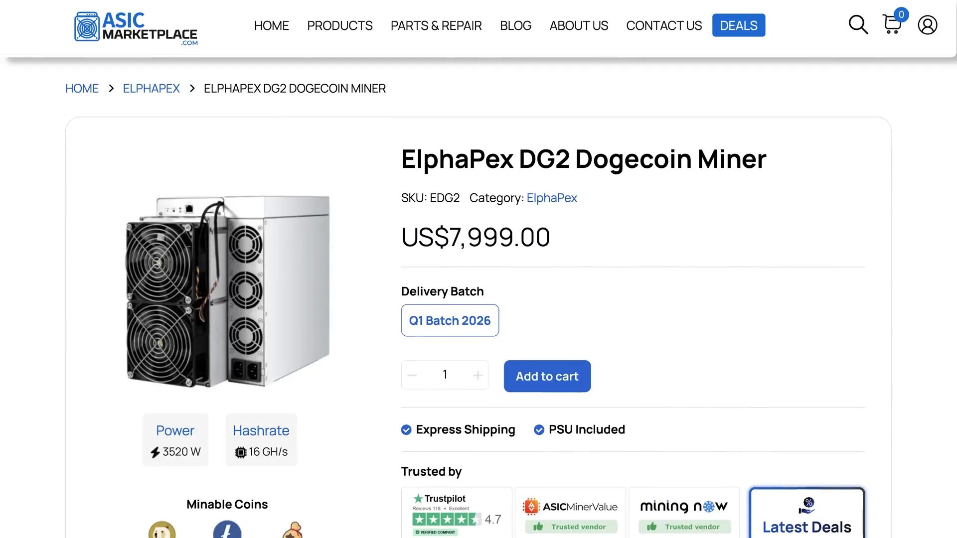 Dogecoin miner pricing comparison