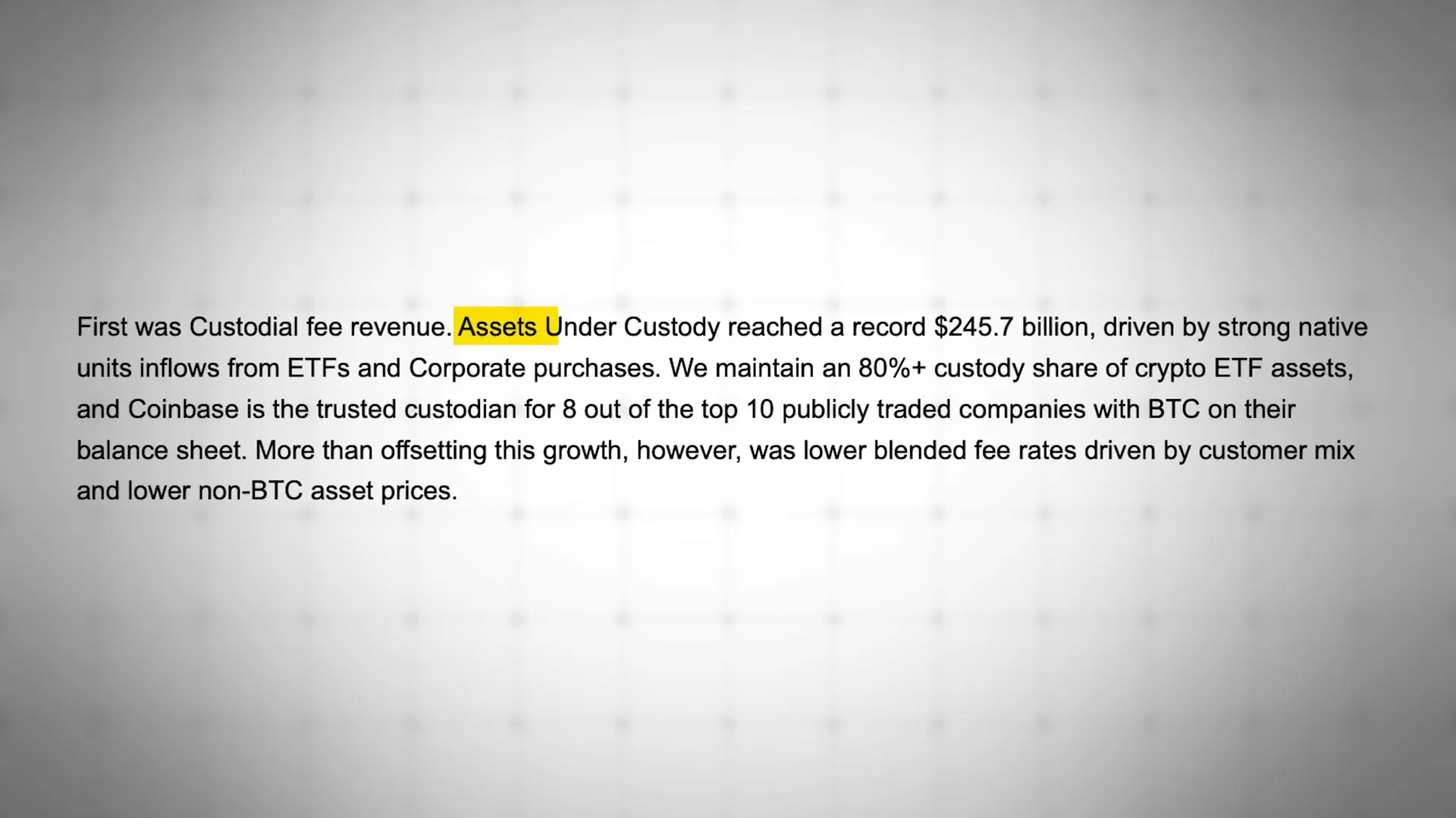 Assets under custody record and ETF custody dominance