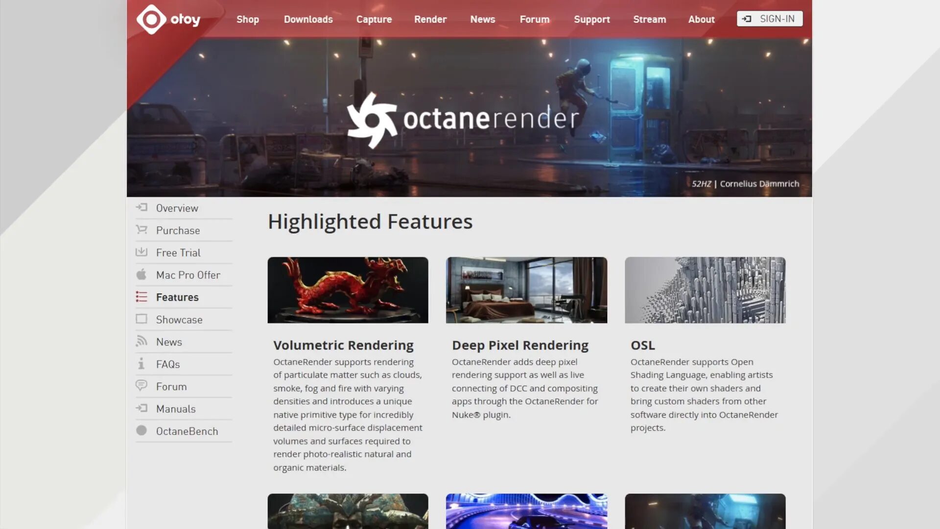 OctaneRender UI and sample render