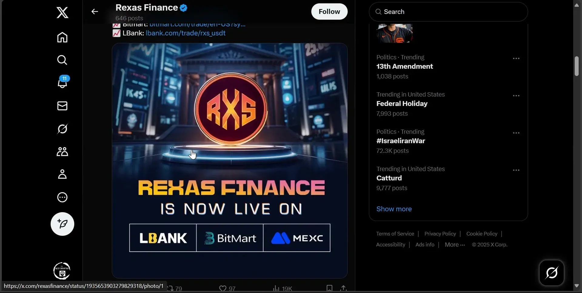 Message reminding that exchange listings do not guarantee legitimacy