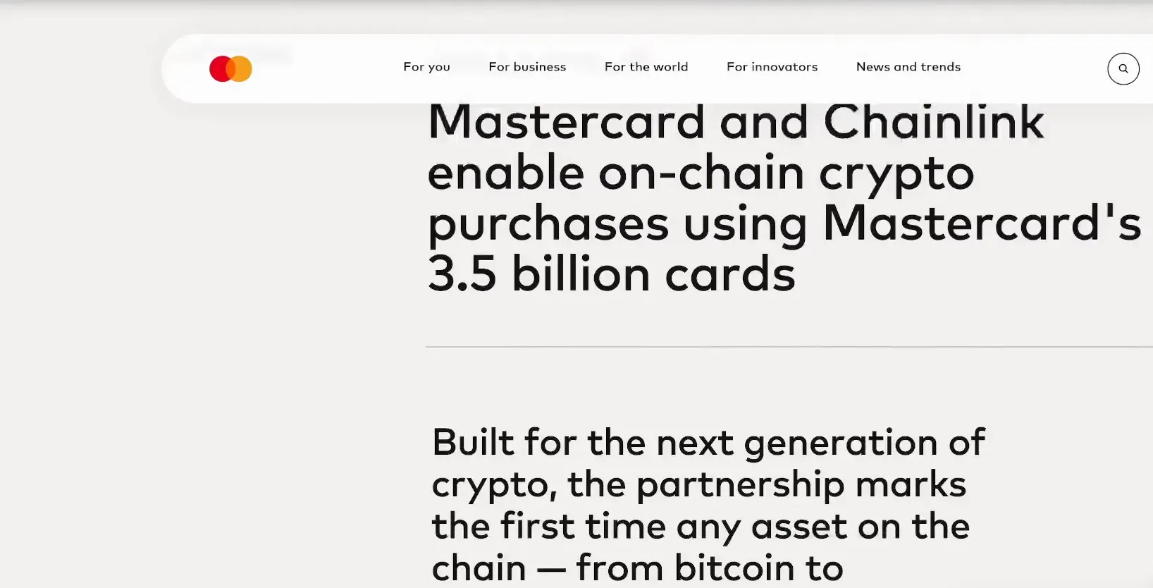Mastercard and Chainlink partnership for on-chain purchases using Mastercard cards