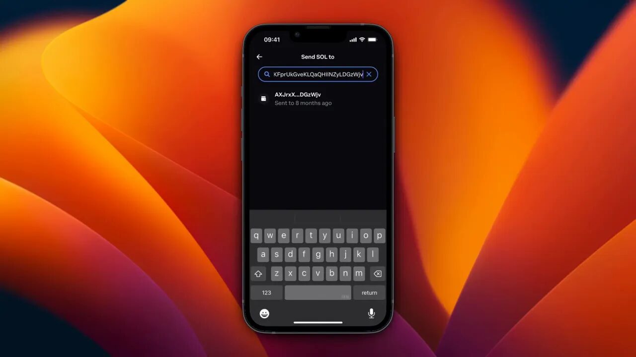 Pasting Phantom address into Coinbase recipient field