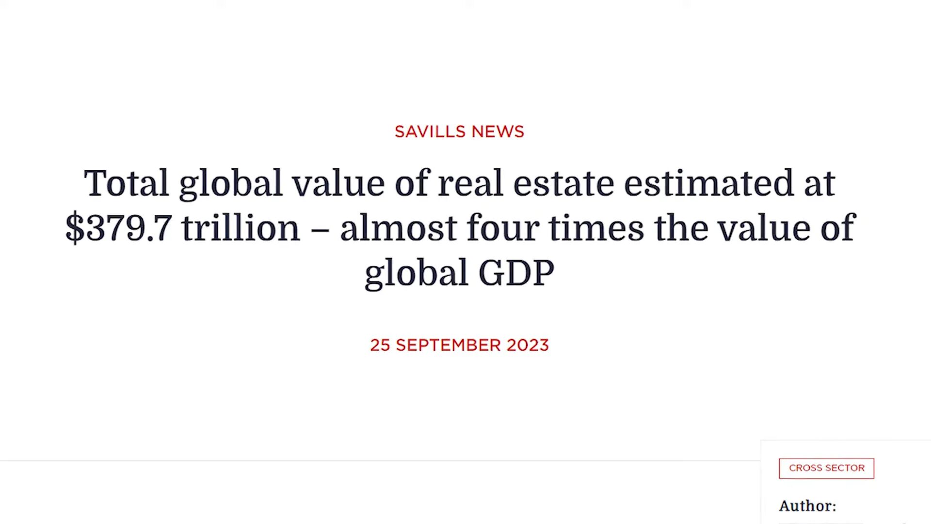 Graphic comparing the total value of global real estate to hypothetical PEPE market cap at $1