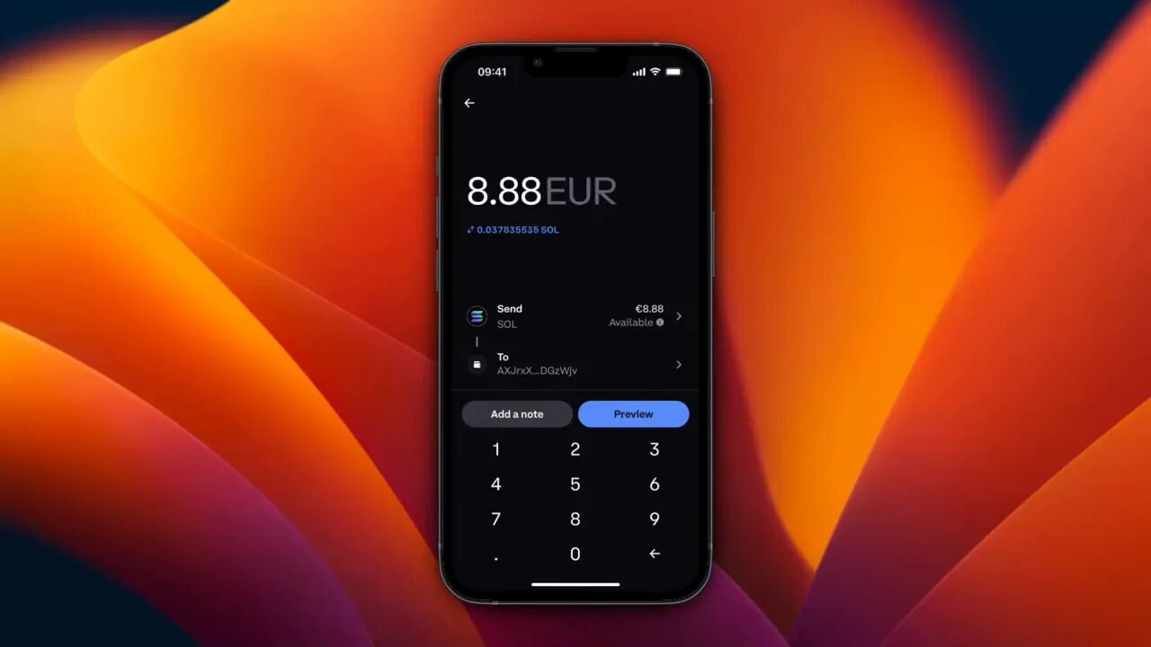 Choose the amount of Solana to send from Coinbase
