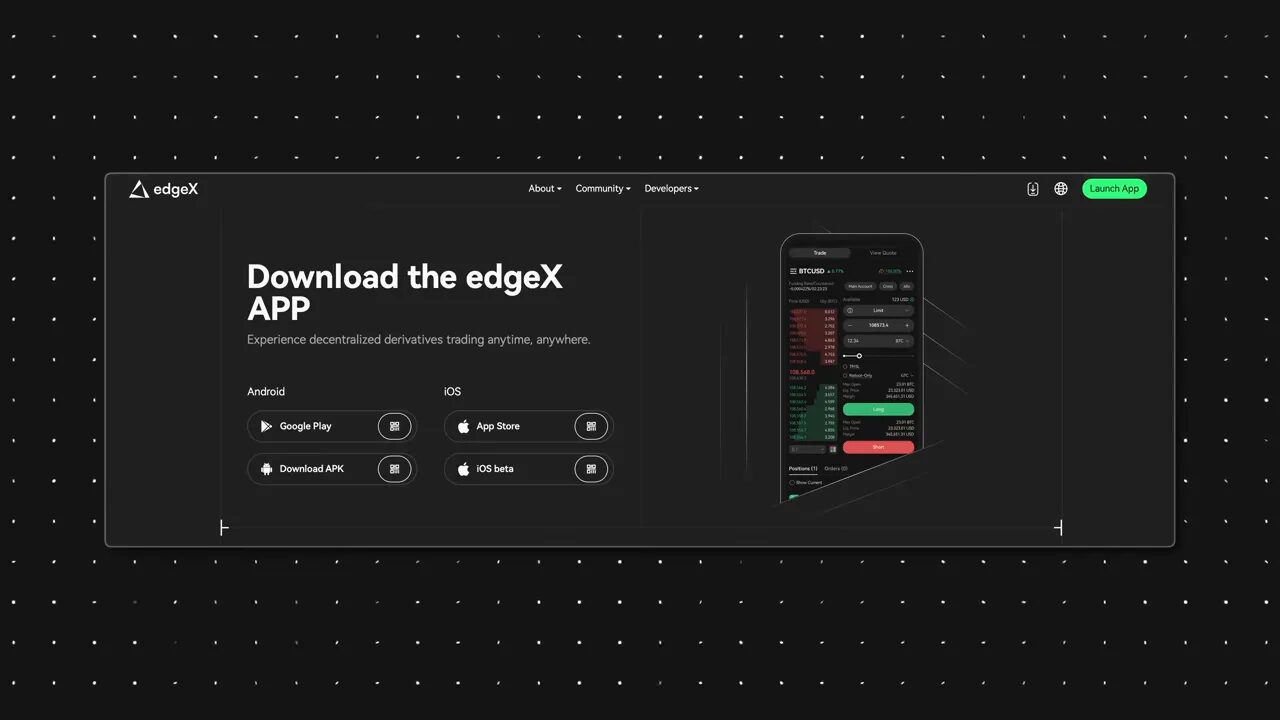 EdgeX mobile app futures tab