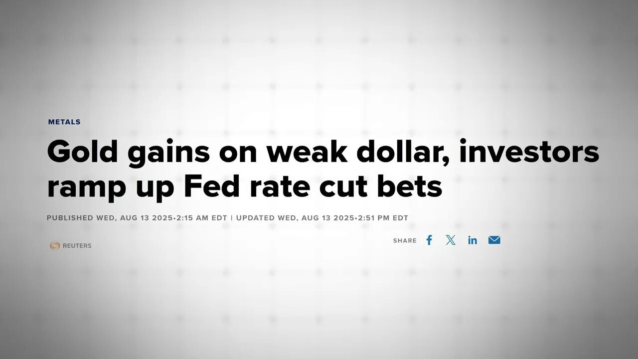US dollar index (DXY) falling; weak dollar boosts gold and silver