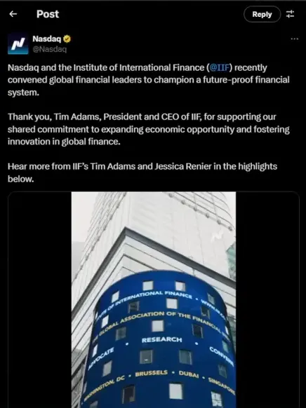 NASDAQ and IIF convene global financial leaders