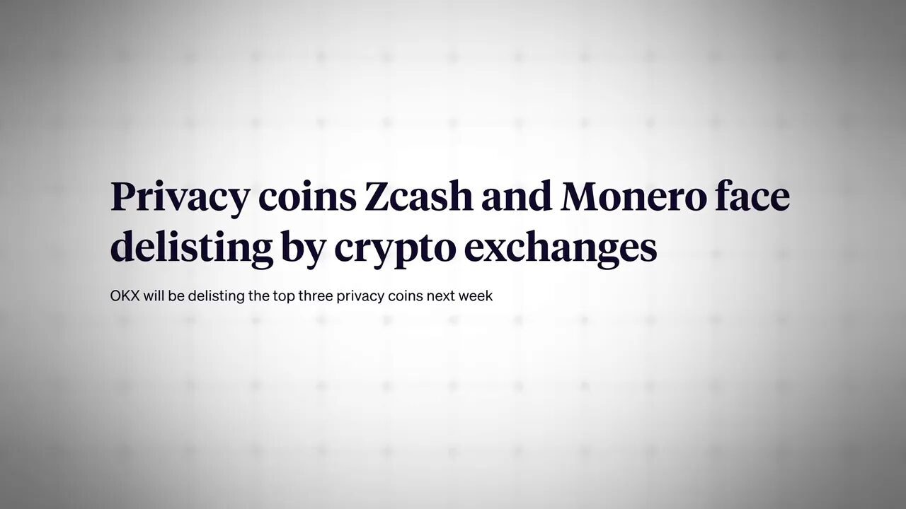 Exchange delisting notifications for privacy coins