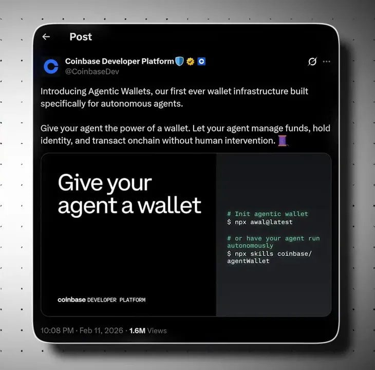split-screen showing presenter and a Coinbase Developer Platform post about agentic wallets