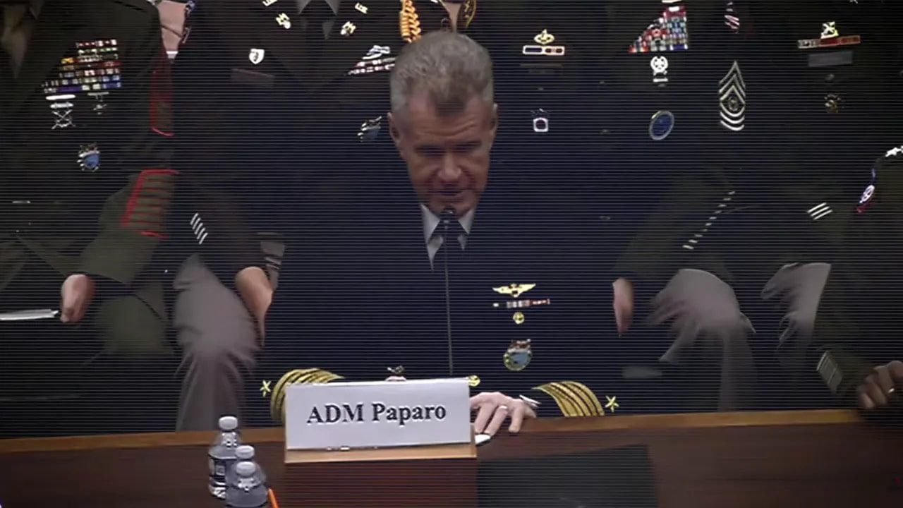 Admiral Samuel Paparo testifying before the Senate Armed Services Committee