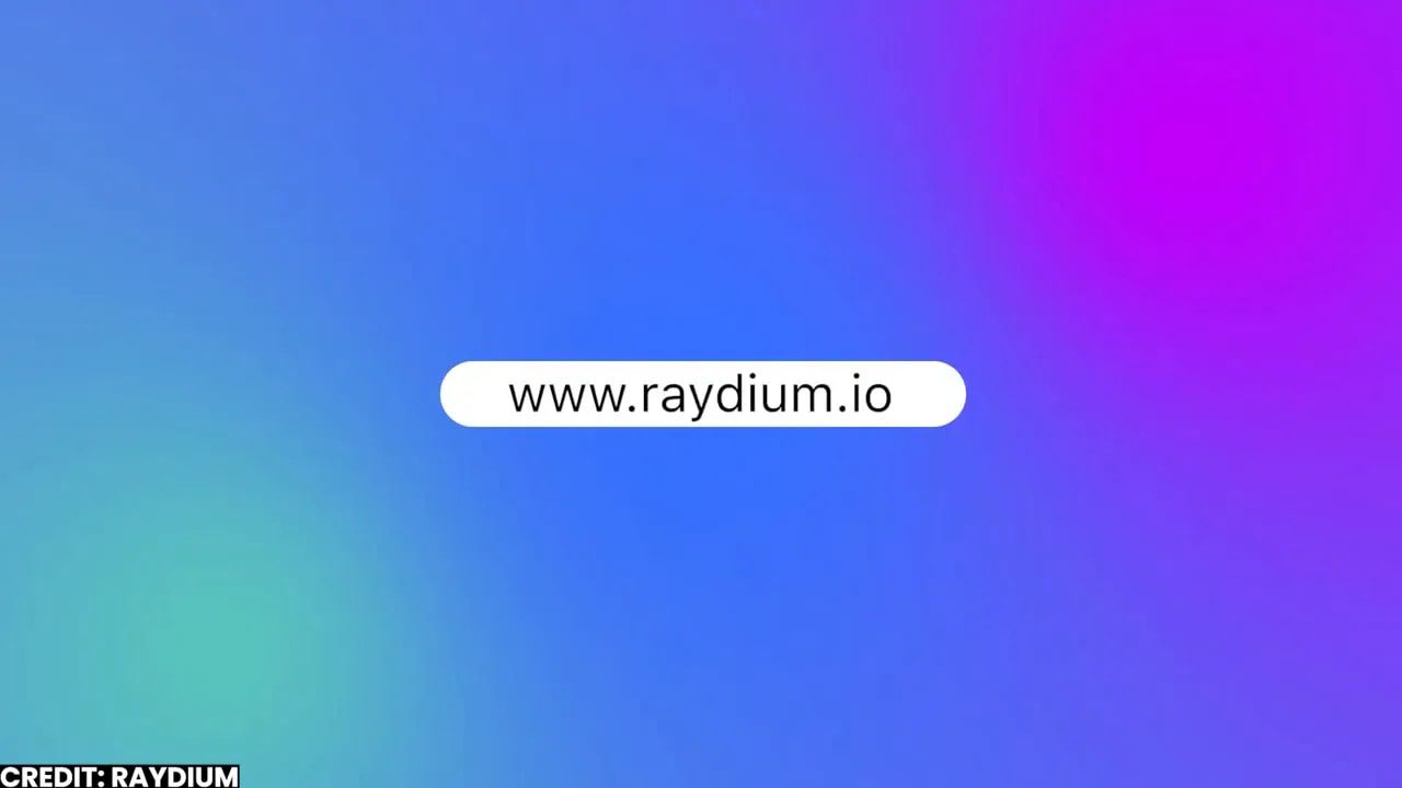 Raydium website URL shown as www.raydium.io on a gradient background